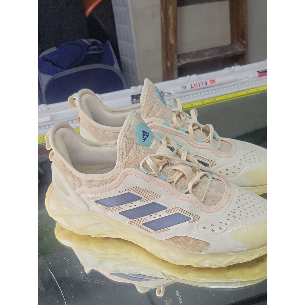 Mens 11.5 Adidas Web Boost sneakers in the "Off White Ecru Tint" colorway. 